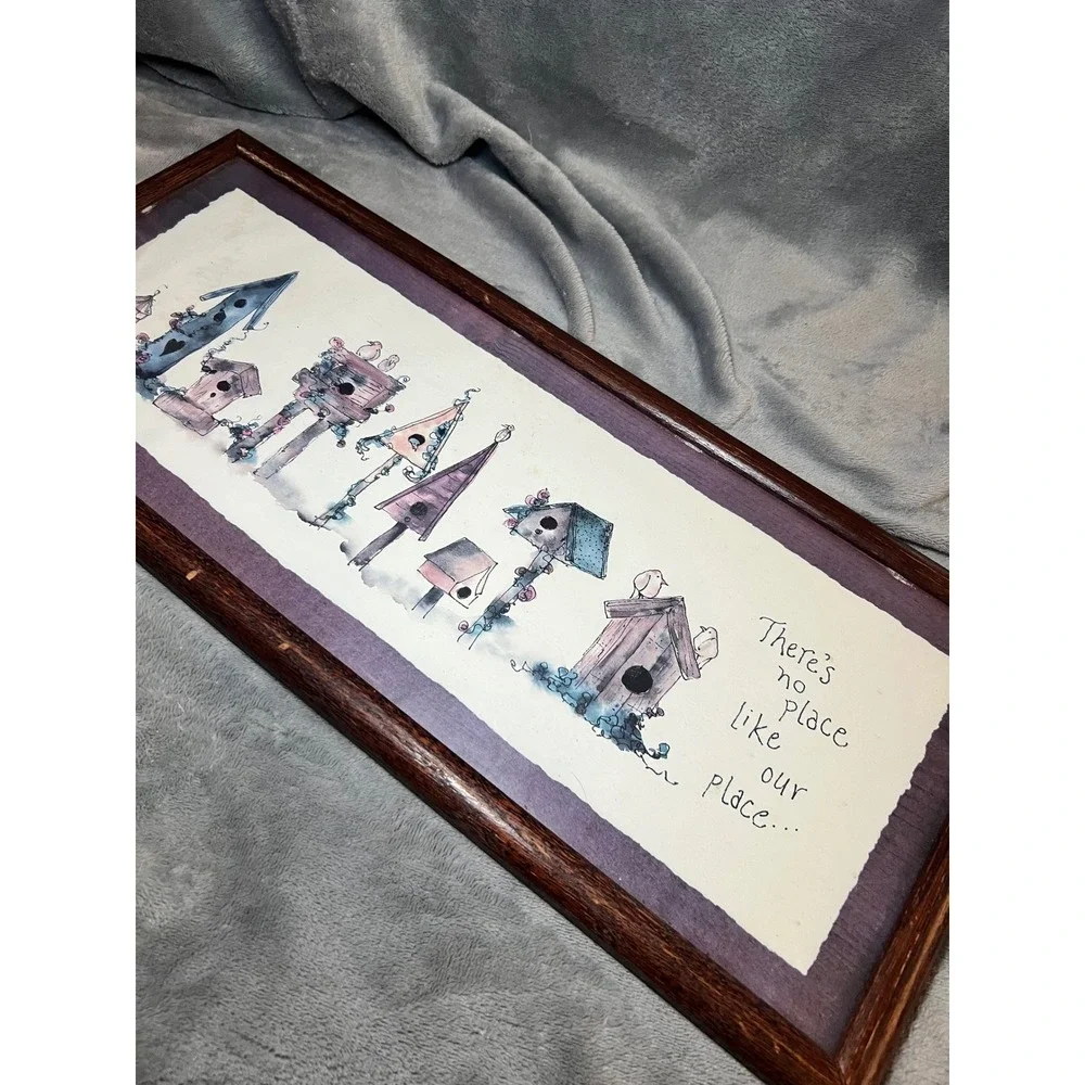 Framed Birdhouse Wall Art No Place Like Our Place Cottagecore Whimsical Decor